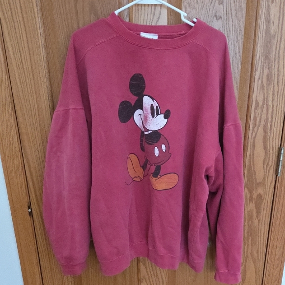 Disney Tops - 90s Vintage Disney Red Crewneck Mickey Sweater